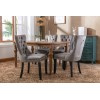 Modern Grey Velvet Tufted Solid Wood Set of 2 Dining