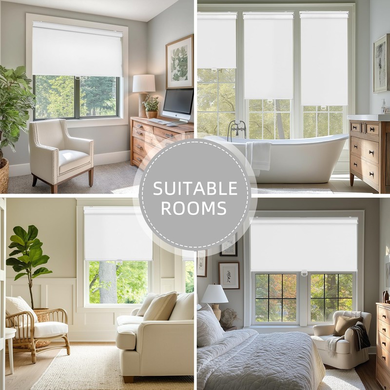 ChrisDowa Cordless Blackout Roller Shades for Windows, Thermal Insulated UV