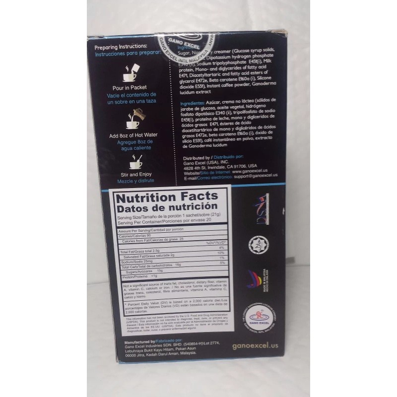 GANOCAFE 3 IN 1 GANODERMA (20 SACHETS x 21 gr)