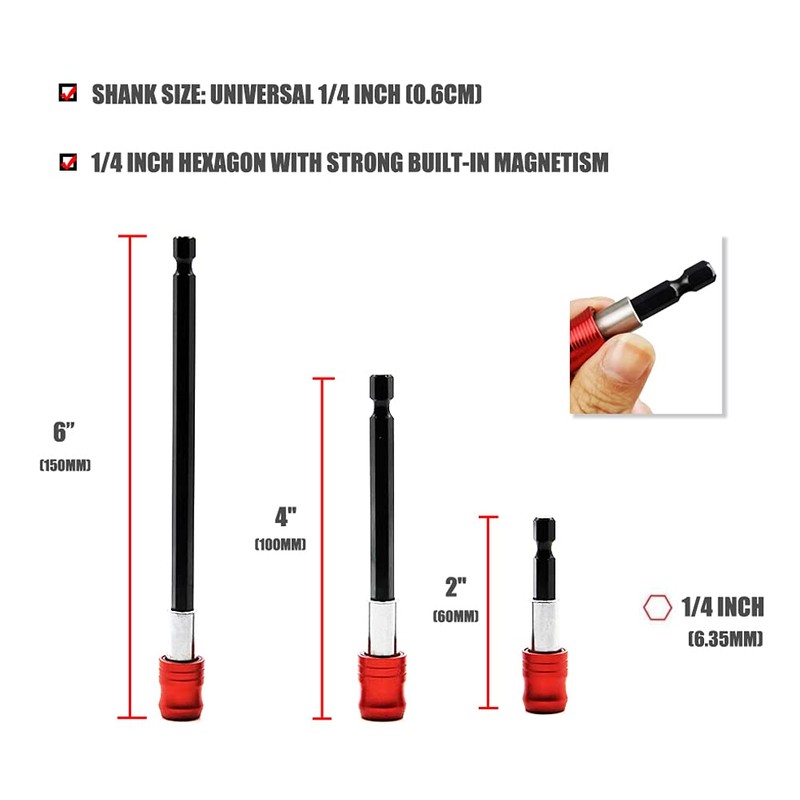 Drill Bit Holder 3 PCS Magnetic Screwdriver Bits Holder Universal