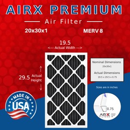 AIRX FILTERS WICKED CLEAN AIR. 20x30x1 Air Filter Odor Eliminator Carbon Filter MERV 8 AC HVAC Furnace Filters 6 Pack