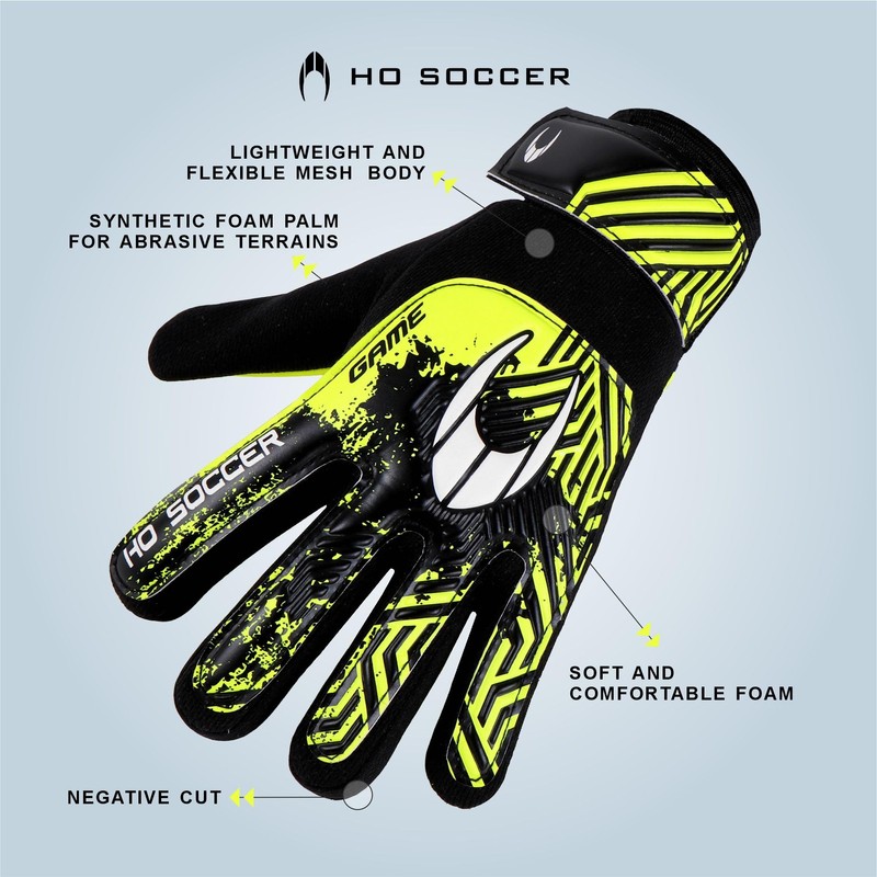HO Soccer Game Lime Unisex Kids Goalkeeper Gloves, Black/Lime, Size