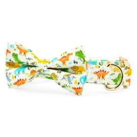 Funny Dino - Accesorio para collar de perro con pajarita desmontable, cuello ajustable para perros pequeños, medianos y grandes
