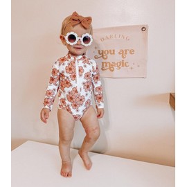 MAYUMMPY - Traje de baño de playa con cierre UPF 50+ protector de erupciones de una pieza, Traje de baño rosa+sombrero, 12-18 Meses