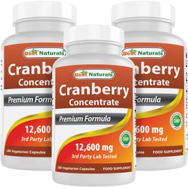 Best Naturals Best Naturals Cranberry 3X Strength, 12600 mg 180 Veggie Capsules (180 Count (Pack of 3))