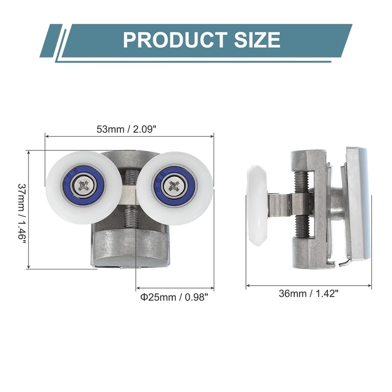 uxcell 25mm Shower Door Rollers, Sliding Shower Doors Wheels 304