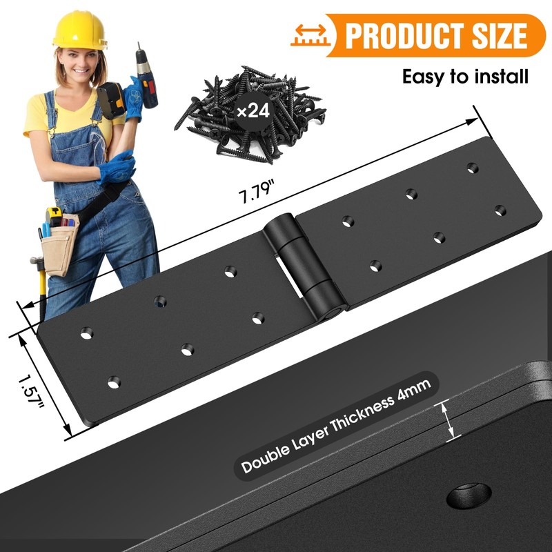 Heavy Duty Gate Hinges,Adjustable Butt Folding Door Hinge with Screws,270