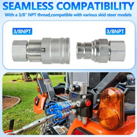 Cplbrb 3/8’’ NPT Flat Face Hydraulic Quick Connect Couplers/Couplings with Dust Caps, The Universal Bobcat Flat Face Quick Connect Fittings with with 3/8’’ Body ISO 16028 Standard