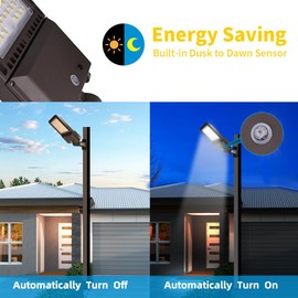 300W LED Parking Lot Lights Adjustable Arm Mount with Dusk to Dawn Photocell,39000LM 5000K Daylight,IP65 Waterproof,LED Shoebox Area Light for Parking Lot Sports Stadium ETL Listed