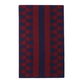 WANYING Men's Knitted Scarf 6% Wool Knitted Muffler Winter Autumn Scarves Wool Scarf for Men Casual Business Gentleman - Small Checkered Dark Blue & Bordeaux