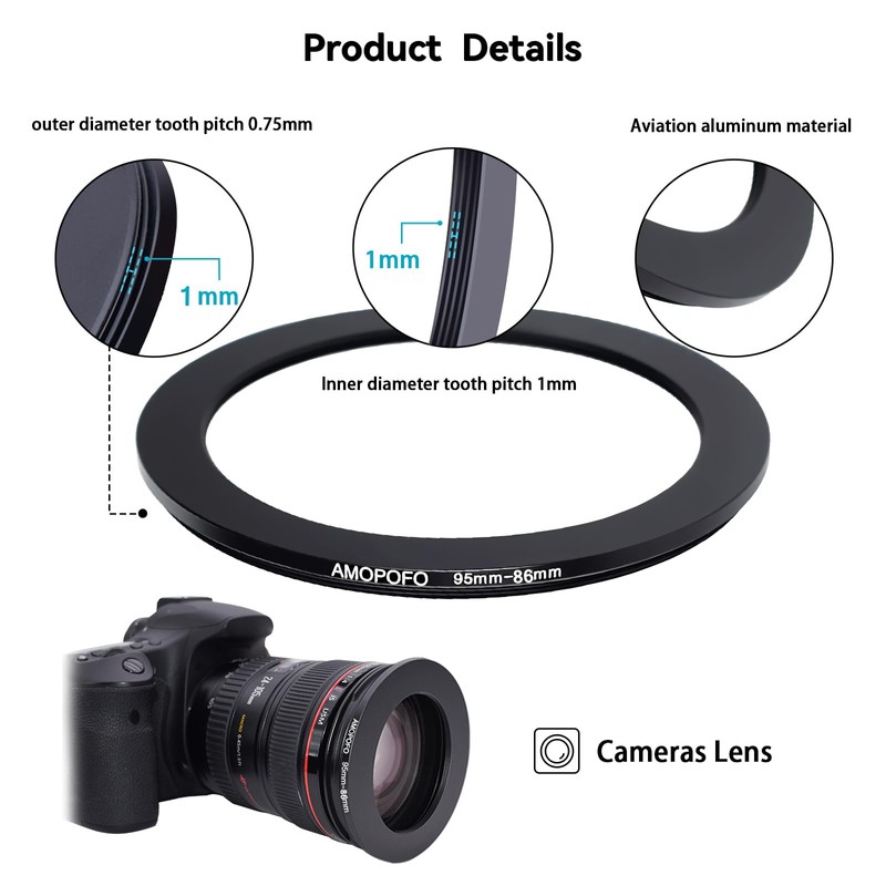 95mm Lens to 86mm Camera Filter Ring,95mm to 86mm Step-Down