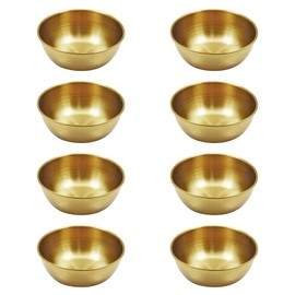 LYFJXX 8 pcs Stainless Steel Sauce Dishes, Round Seasoning Dishes, Sushi Dipping Bowl Mini Individual Saucers Bowl (Gold)