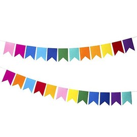Every Cares Rainbow Felt Fabric Bunting 24 Pcs/ 16.4 Feet(2 Pack) Decoration Banners Birthday Party Baby Shower Window Decorations Children's Living Room Decorations