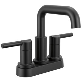 Delta Nicoli Centerset Matte Black Bathroom Faucet, 4 Inch 3 Hole Bathroom Sink Faucet for Vanity, Push-Pop Drain Assembly, Matte Black 25849LF-BL