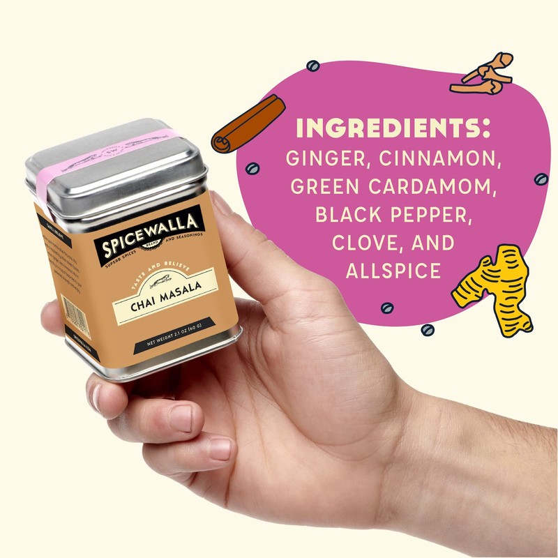 Spicewalla Masala Chai Spice 2.1 oz | Tea, Latte, Coffee,