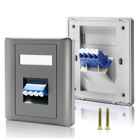 Duttek LC Fiber Wall Plate Coupler, Single/Duplex Fiber Optic Wall Plate for Optical Fibe, for Optical Fiber Termination, Wall Mount Patch Panel for Home, Office Cabling, 4-Port Wall Mount Panel