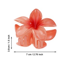 PPhtony Flower Hair Clips 2Pcs Large Plastic Hawaiian Plumeria Hair Claws Hawaii Hair Accessories for Women Girls Thick Thin Hair (Red, Yellow)