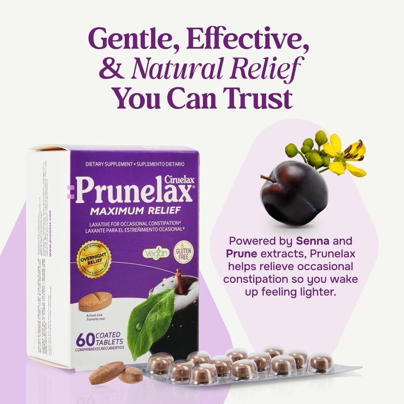 Prunelax Ciruelax Maximum Relief Laxative Tablets with Natural Senna for