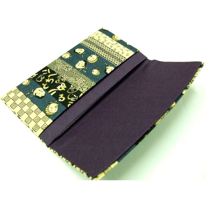 Jidai Komon Bill Wallet, 2 Tiers, Japanese Pattern, Okame Hyottoko