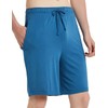 GYS Men's Bamboo Pajama Bottom Lounge Shorts, Prussian Blue, X-Large