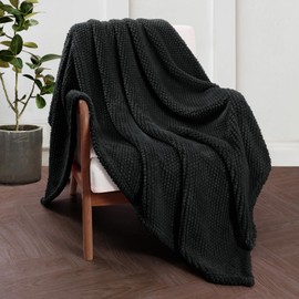 Whale Flotilla Cuddly Blanket / Sofa Blanket / Blanket / Bedspread - Soft and Warm Flannel Blanket 150 x 200 cm Black