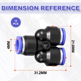 Bwintech Pack of 12 4 mm 3 Way Y Splitter, Pneumatic Plug Connector, 3-Way Plastic Quick Release PY Air Line Adapter
