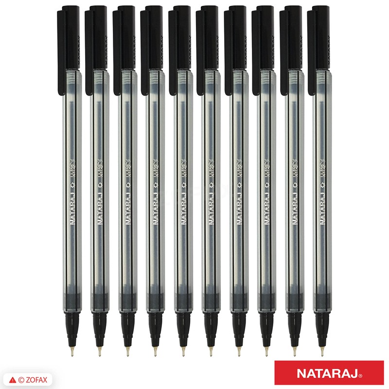NATARAJ Mist Fine Tip Smooth Ballpoint Pens (10 x 0.7mm