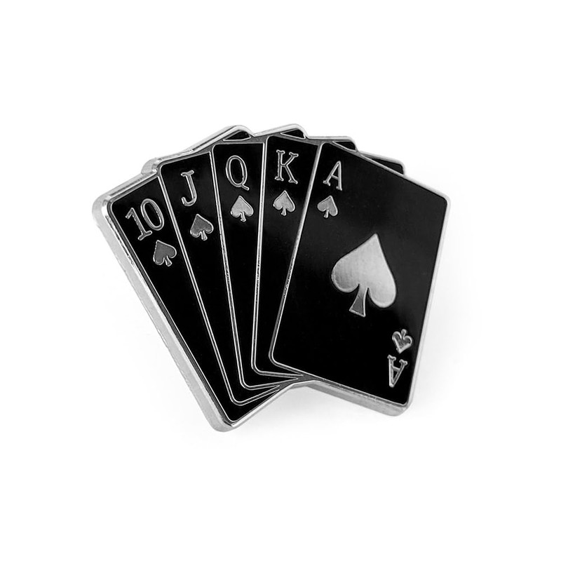 Pinsanity Black Royal Flush Poker Hand Enamel Lapel Pin