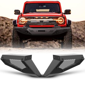 I1MOTOR Front Bumper Set for 2021 2022 2023 Ford Bronco w/Side Wings & Bull Bar & Skid Plate & Sensor Holes & Installable Winch, Heavy Duty Offroad Pickup Truck Accessories (Side Wings)