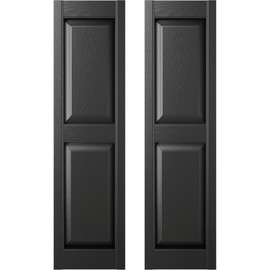 Ekena Millwork 14.5 in. W x 78 in. H Builders Edge, Custom Two Equal Panels, Raised Panel Shutters, Includes Matching Installation Spikes (Per Pair), 002 - Black