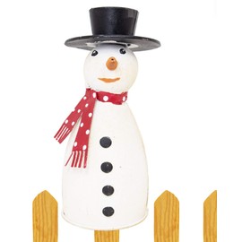 B2S BACK2SEASON Fence Figurine Snowman Iron Winter Fence Decoration Fence Stool White Height 17 cm