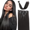 MUNSKT 7 Pcs 22 Inch Natural Black Clip in Hair