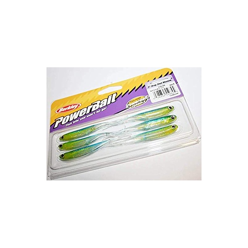 Berkley PowerBait Drop Shot Minnow Soft Bait Chartreuse 8cm Qty