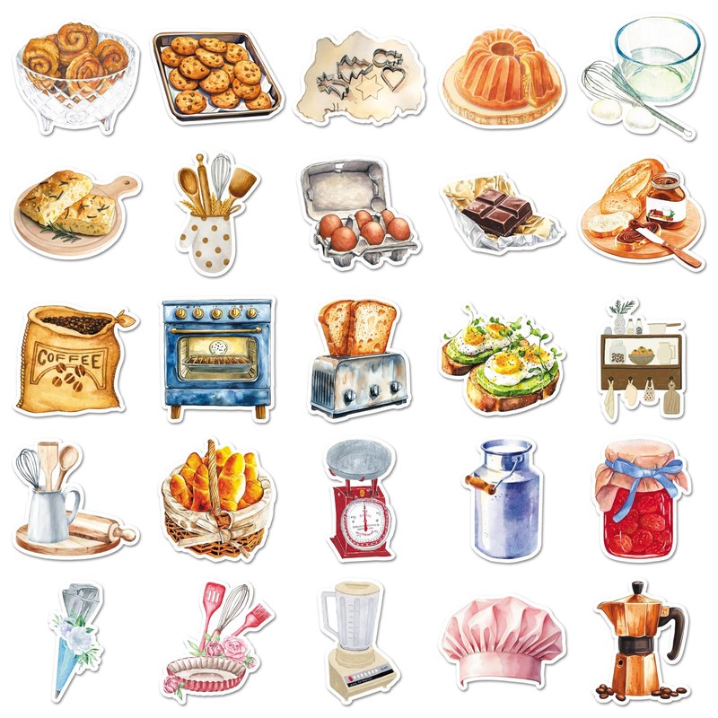 50Pcs Baking Stickers Funny for Water Bottles Baking Laptop Decals,
