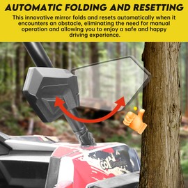 SHEJISI UTV Mirrors,The Spring Back Feature Allows Easy Reset After Fold,2025 New SXS Mirrors Side View for 1.5"-2.0" Roll Cage,Compatible with Polaris RZR,Can Am X3,Kawasaki Mule KRX,Honda Pioneer