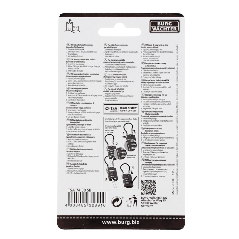 burg-wächter 32891 ' 74 30 SB TSAロックと、ネジ、ブラック