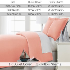 Southshore Fine Living, Inc. Oversized Full/Queen Duvet Cover Set – Lightweight Duvet Cover Full Size with 2 Shams, Queen Comforter Cover, Machine Washable & Stain-Resistant Duvet Cover, Light Peach