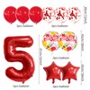 32 Inch 5 Red Balloons with Confetti Latex Foil &