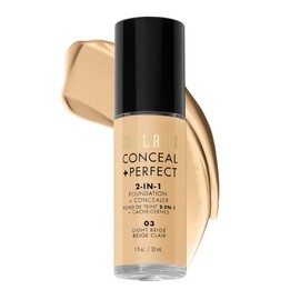 Milani | Base de Maquillaje Pigmentada 2 en 1 con Corrector a Prueba de Agua Tono Light Beige, Conceal and Perfect
