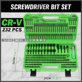 SWANLAKE 232PCS Ultimate Screwdriver Bit Set,Chrome Vanadium Steel Driver Bit Set, Includes Security Bits,Nut Driver, Ratchet Wrench and Bits Holder