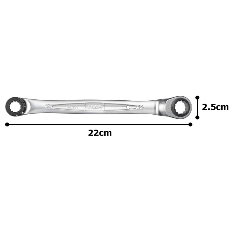 TONE RM75A-1214 Double-ended Ratchet Glasses Wrench (Deep Hole Type) Double