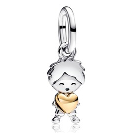 LaMenars Charms Winter Christmas Love Heart Moon for Bracelets 925 Sterling Silver Beads Christmas Day Mother's Day Birthday Anniversary Jewellery for Women, Cubic Zirconia, Cubic Zirconia