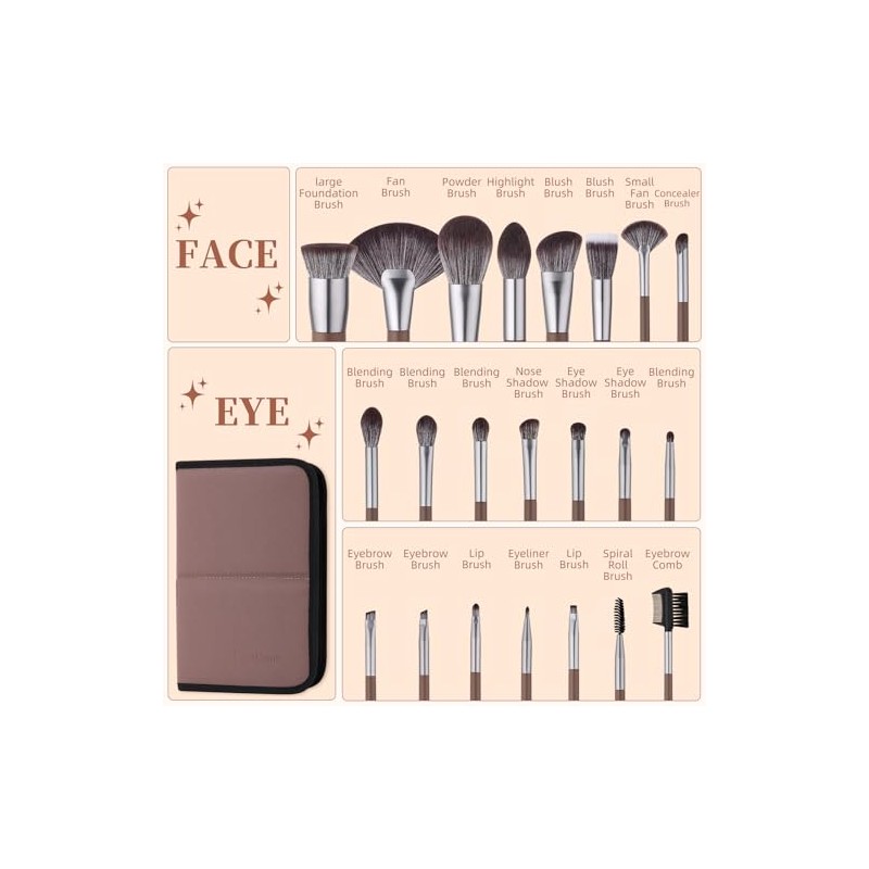 DUcare - Juego de 22 brochas de maquillaje profesionales con