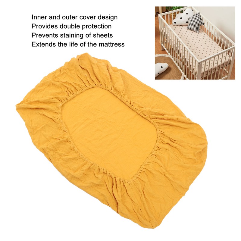 Fitted Crib Sheet Full Cotton Crinkle Fabric Soft Breathable Comfortable
