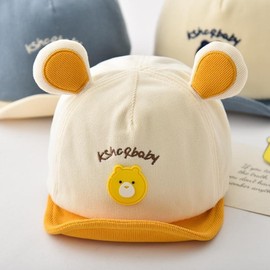 Cute Infant Peak Cap / Sun Hat for Boys & Girls (Spring, Autumn, Winter, 6-24 Months) Months / Beige Leather Label Hunting Cap 3ea