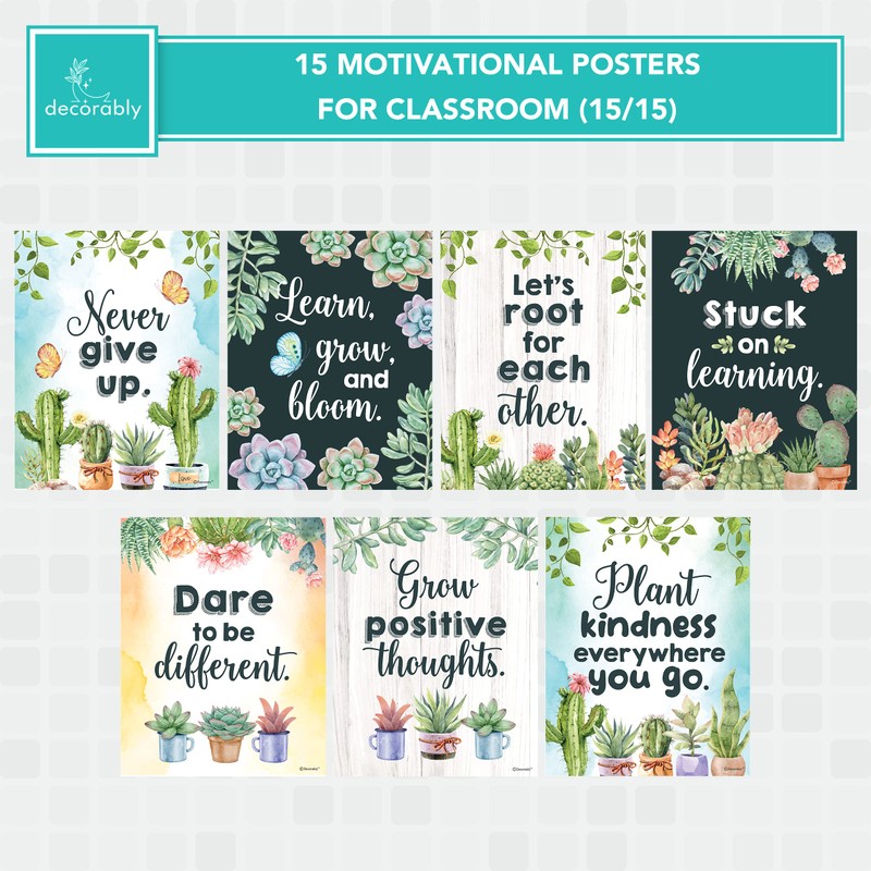 Decorably 15 Motivational Posters for Classroom High School - 11x14in