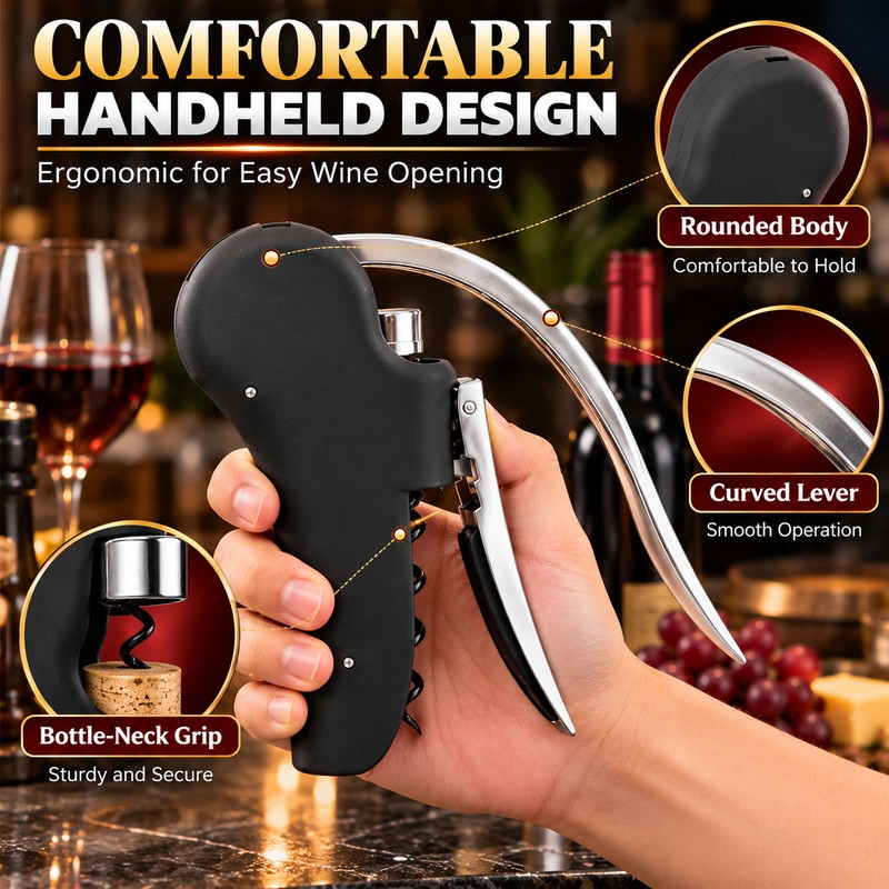Manual Wine Corkscrew for Wine Bottles – Stainless Steel Opener