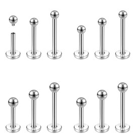ZS 16G/18G Spike Lip Rings Cartilage Tragus Helix Piercing, Stainless Steel Spike Stud Earrings Internal Thread Snake Bite Piercing Jewellry for Women Men (18g,6/8/10mm)