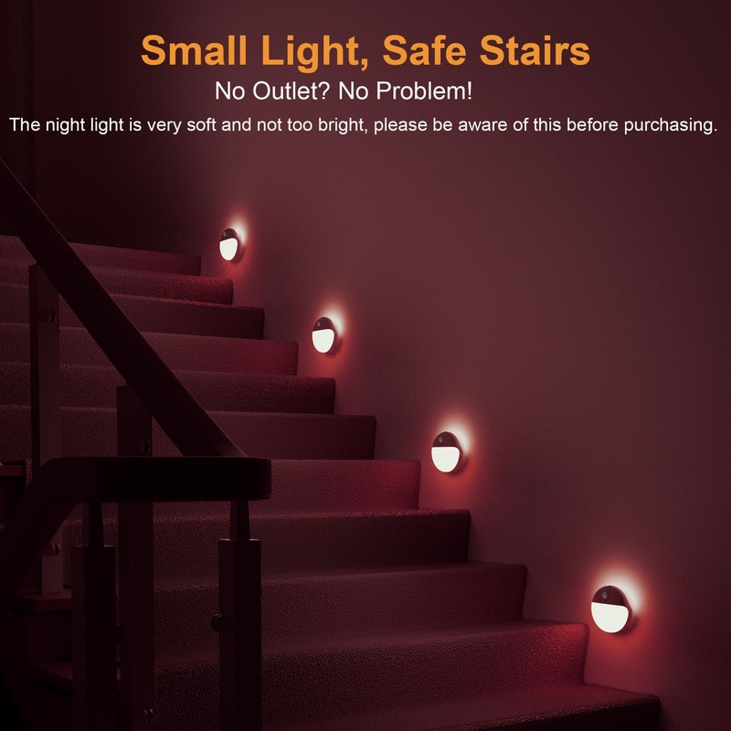 YUNLEX 2 Pack Red Night Light, Battery Operated Night Light,