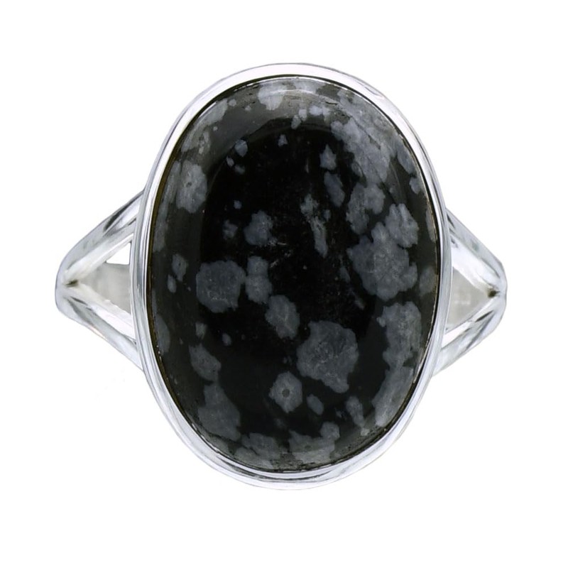 I-be, Snowflake Obsidian Ring Oval 925 Silver 105812/13x18, Silver, Obsidian